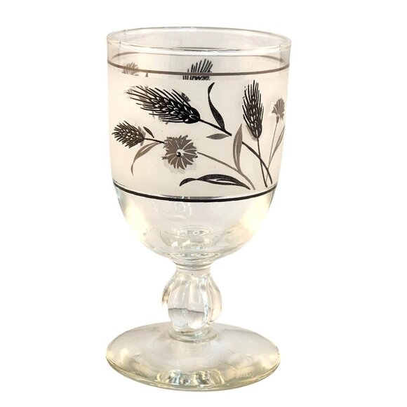 Libbey Silver Wheat Foliage Water Goblet Glass 10 Oz Vintage Elegant Design - Picture 1 of 7